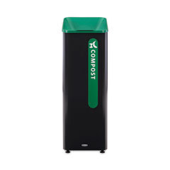 Recycling Container: 15 gal, Square, Black & Green